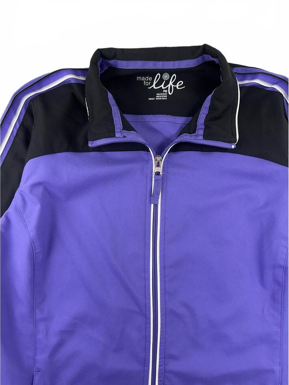 Made for Life Purple and Black Zip Up Track Jacket Y2K Sporty Retro - Picture 4 of 6